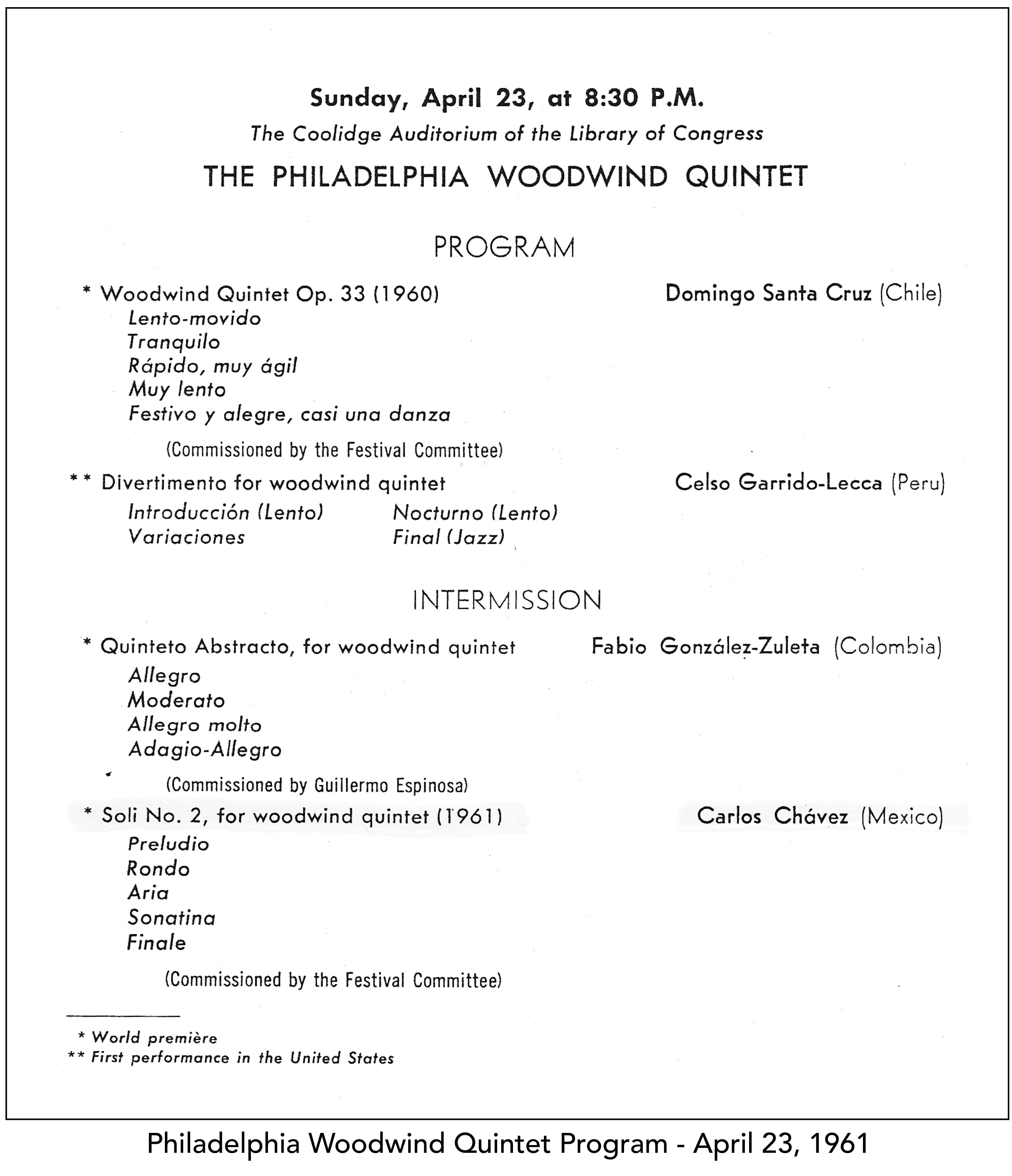 Philadelphia Woodwind Quintet Program