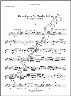 Three Pieces for Charlie Parker, by Luis Perez Valero