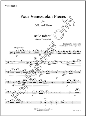 Four Venezuelan Pieces for Cello and Piano